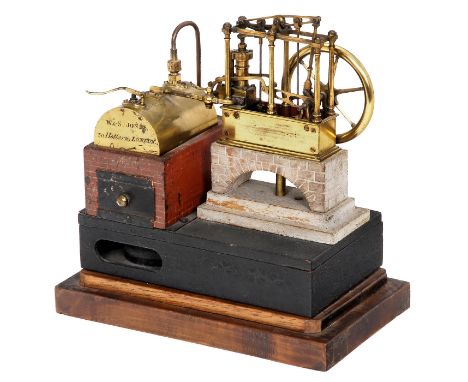 Miniaturmodell einer Balancierdampfmaschine, um 1850Funktionsmodell, signiert "W &amp; S Jones, 30 Holborn, London", Maschine