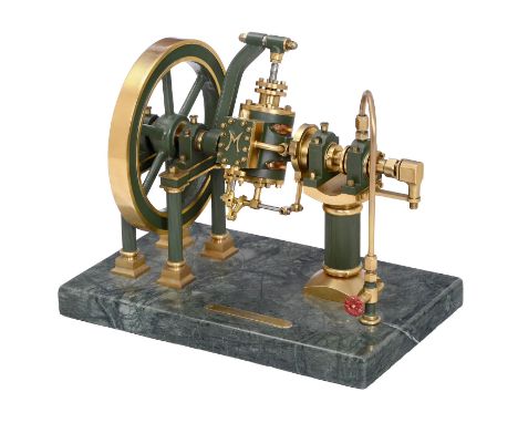 Funktionsmodell einer rotierenden Dampf­maschine nach WilderNach dem Original von 1825, mit rotierendem Zylinder, Messing, te