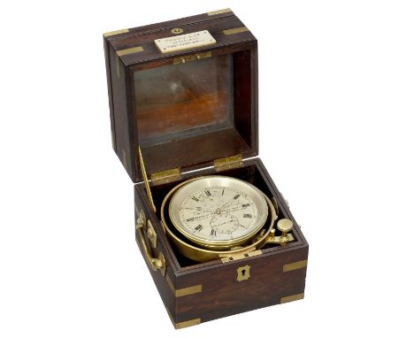 Schiffschronometer von Charles Shepherd, Mitte 19. Jh.England, kardanisch gelagertes Werkgehäuse aus Messing, versilbertes Zi