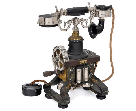 Skelett-Telephon von Ericsson, Modell AC 110, ab 1892Für Rikstelefon, Hersteller: L.M. Ericsson, Stockholm. Handapparat von T