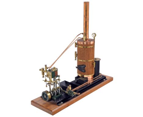 Modell-Dampfmaschine MetafotLutz Hielscher Technische Spielwaren, Wuppertal. Stehender Kessel, Ø 9,5 cm, für Kohlenbefeuerung