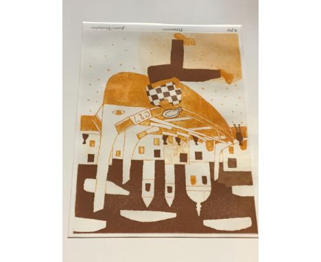 A limited edition modern print signed in pencil and other modern oil paintings.