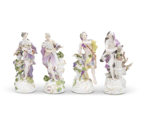 A set of Meissen figures emblematic of the Four Seasons, circa 1760Modelled by F.E. Meyer, each standing on a high base mould