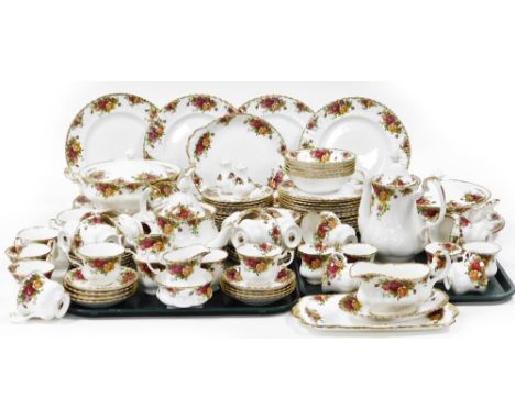 A group of Royal Albert Old Country Roses tea and dinner wares, comprising coffee pot, teapot, tureens and lids, salt and pep