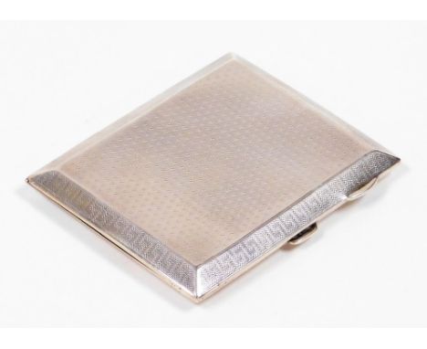 A George V silver cigarette case, with heavy engine turned decoration and Greek key type border, bearing the inscription Will