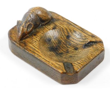 A Mouseman style ashtray, with single mouse figure, 10cm wide.
