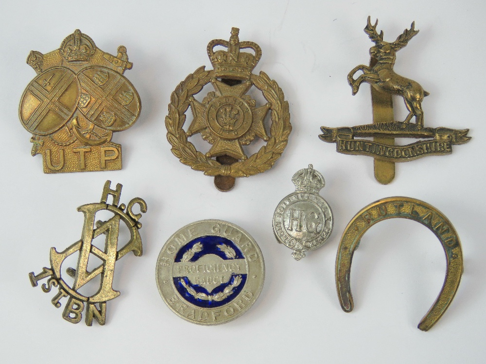 WWII Home Guard badges including Bradford, Rutland, Huntingdonshire etc ...