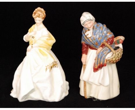 Two Royal Doulton figurines comprising Grandma HN2052 and Marie HN1378 together with a Royal Worcester figurine First Dance b