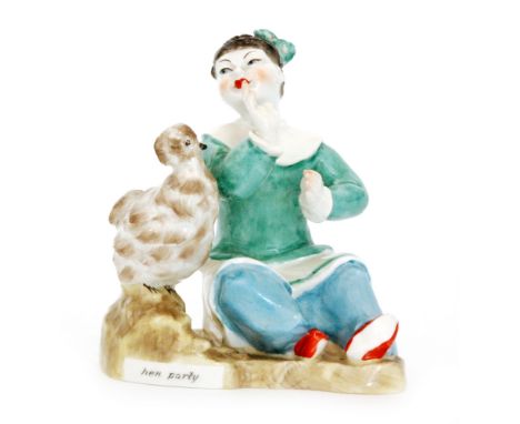 Two Royal Worcester figurines from the Chinese Saying series designed by Agnes Pinder Davis comprising Hen Party and Wise As 