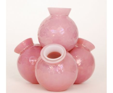 A late 19th Century posy vase possibly by John Walsh Walsh made up of four globular posy vases joint in a pyramid form each d