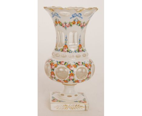 Amendment estimate - A late 19th Century Bohemian glass vase in the manner of Moser the square foot below the compressed ovoi