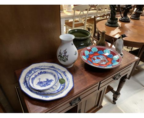 A Poole pottery dish, a Poole Penguin, a Worcester 'Herbs' vase etc.