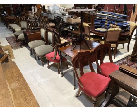 A set of four Edwardian chairs, a mahogany Pembroke table and a tripod table