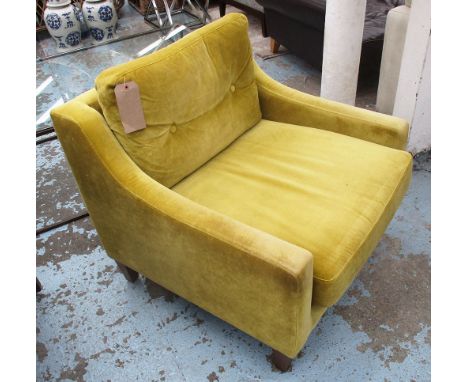 EDWARD ARMCHAIR, by Christopher Wray in Vienna Starfruit fabric on oak feet, (original receipt available) 80cm x 80cm x 80cm.