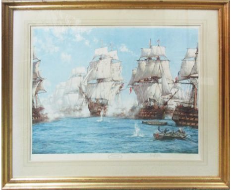 MONTAGUE DAWSON, 'The Battle of Trafalgar', lithograph in colours, signed in pencil, published in 1972 by Venture prints limi