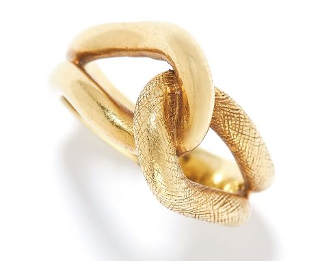 KNOT RING, TIFFANY AND CO in 18ct yellow gold, depicting a textured open knot, signed Tiffany &amp; Co, stamped 18K, size L /