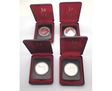 Four cased 1976 Canadian silver proof dollars. P&amp;P Group 1 (£14+VAT for the first lot and £1+VAT for subsequent lots) 