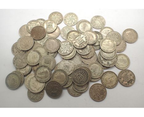 Eighty pre-1947 sixpences. P&amp;P Group 3 (£25+VAT for the first lot and £5+VAT for subsequent lots) 
