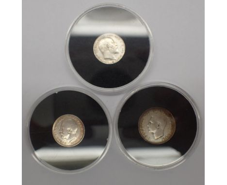 Three encapsulated silver coins with certificates. P&amp;P Group 1 (£14+VAT for the first lot and £1+VAT for subsequent lots)