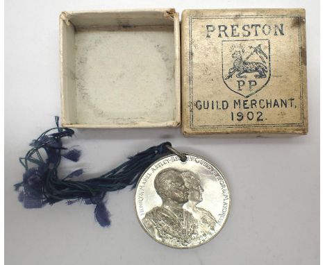 1902 Preston Guild Merchants medal in original box. P&amp;P Group 1 (£14+VAT for the first lot and £1+VAT for subsequent lots