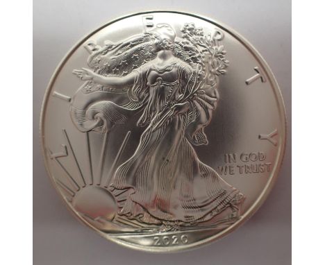 2020 American silver dollar 1oz bullion round. P&amp;P Group 1 (£14+VAT for the first lot and £1+VAT for subsequent lots) 