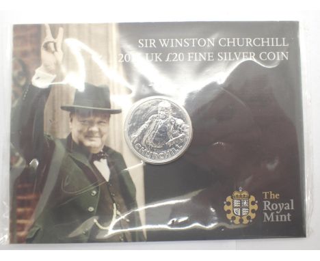 2015 £20 silver bullion, Winston Churchill coin. P&amp;P Group 1 (£14+VAT for the first lot and £1+VAT for subsequent lots) 