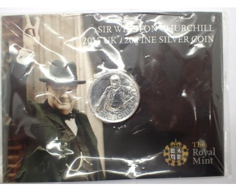 2015 £20 silver bullion, Winston Churchill coin. P&amp;P Group 1 (£14+VAT for the first lot and £1+VAT for subsequent lots) 