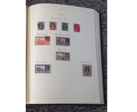 British commonwealth stamp collection housed in green Stanley Gibbons medium simplex stamp album. Includes India, New Zealand