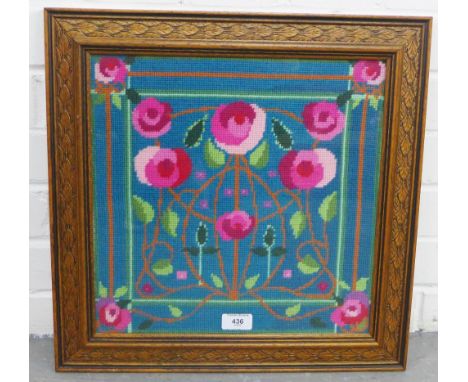 Glasgow Roses wool tapestry, in a glazed frame, size overall 45 x 45cm 