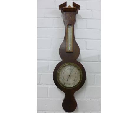 Whyte Thomson &amp; Co mahogany framed banjo wall barometer, 68 x 20cm 