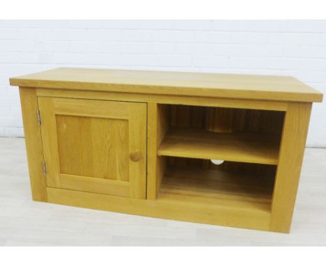 Contemporary light oak media cabinet, 57 x 115cm 