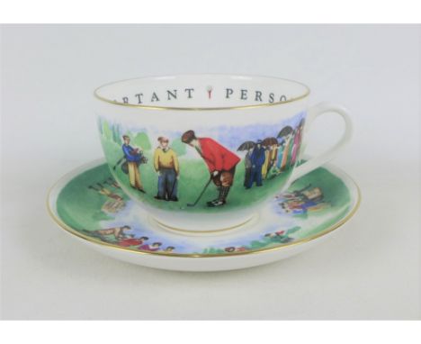 Royal Worcester 'Golfing' breakfast cup and saucer (2) 