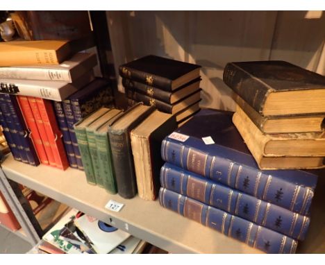 Shelf of antique books to include Shakespeare and folio editions 