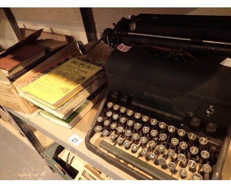 Vintage Byron typewriter and quantity of annuals / books 