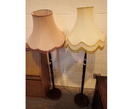Two vintage wooden standard lamps  CONDITION REPORT: All electrical items in this lot have been PAT tested and have PASSED. T