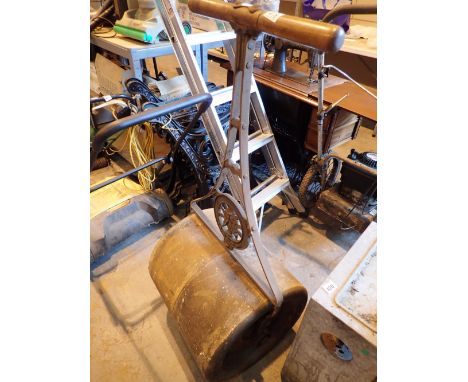 Antique Baxendale metal garden lawn roller  