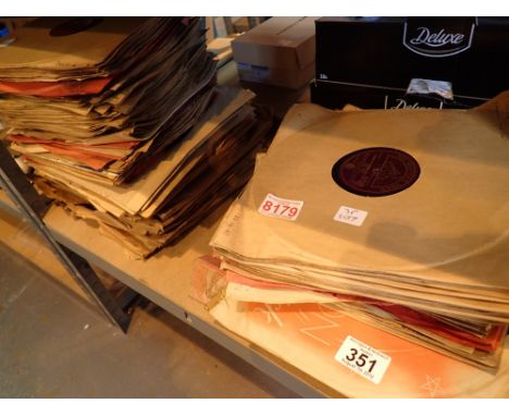 Shelf of vintage 78 RPM records mixed genres CONDITION REPORT: Records are mainly earlier than 1950 / 1960.