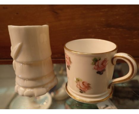 Small ceramic Royal Worcester spill vase and a Royal Crown Derby tankard