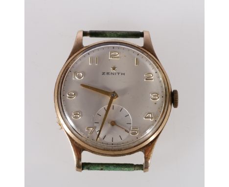 Gents Zenith wristwatch with 17 jewel movement numbered 5056940 and Dennison 9ct gold back plate 