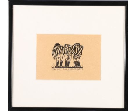 WILLIE ROGER RSA RGI&nbsp;Free Kick&nbsp;Pencil signed and dated '86 limited edition woodcut print number 16 of 100, 10cm x 1