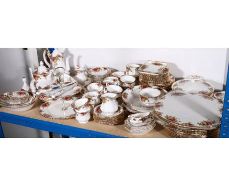 A comprehensive piece Royal Albert Old Country Roses pattern tea and dinner service with cakestand, coffee pot, tureen etc. (