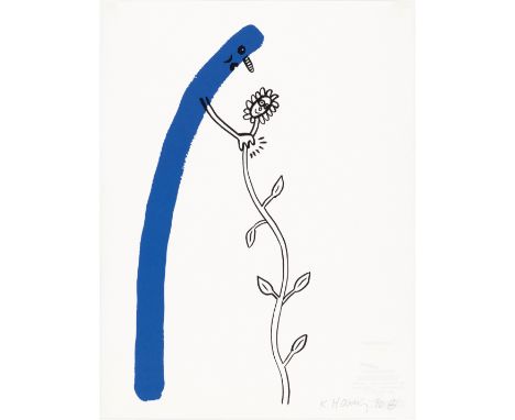 KEITH HARING(Reading 1958–1990 New York)Aus: The story of red and blue. 1989.Farbserigrafie. 55/90. Unten rechts mit der Stem