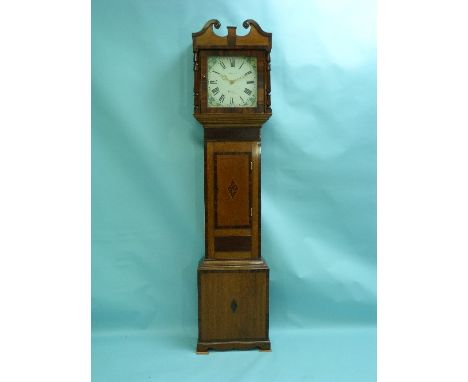 Skarratt, Kington, an oak longcase clock, the 30-hour single weight movement striking the hours on a bell, with the twelve-in