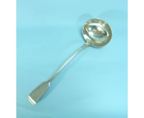 A Victorian silver fiddle pattern Ladle, by Chawner & Co, hallmarked London, 1857, with crested handle, 13in (33cm) long, app