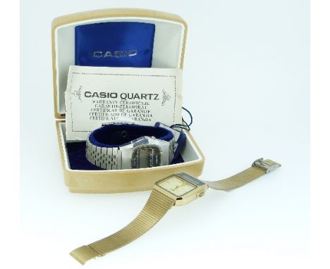 A Casio Quartz S1QS-10B-1 gentleman's Wristwatch, circa 1977, stainless steel, with original sales box, warranty booklet and 