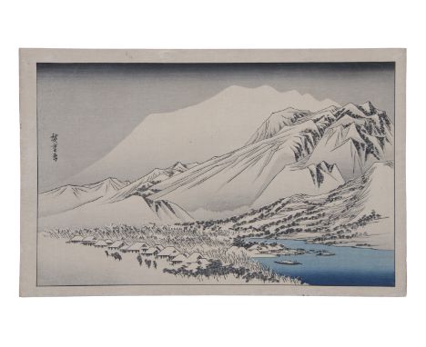 A GROUP OF FIVE PRINTS BY UTAGAWA HIROSHIGE (1797-1858) Twilight Snow at Hira (Hira bosetsu), from the series Eight Views of 