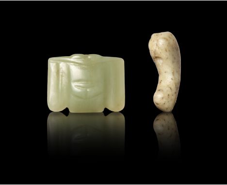 TWO HONGSHAN JADES 红山文化，玉器两件 Hongshan Culture, Neolithic H.3.7-5.2cm