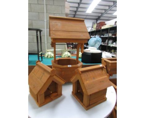 A new wooden wishing well planter and 2 bird houses