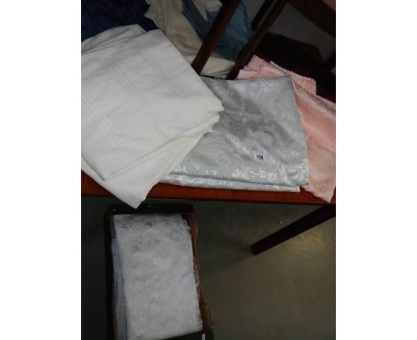 A quantity of curtains and a box of net curtains