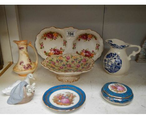 A mixed lot of china including Lladro ducks, Limoges porcelain etc